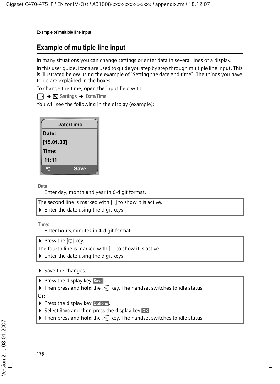 Example of multiple line input, Enter 4-digit pin | Siemens GIGASET C475 IP User Manual | Page 177 / 217