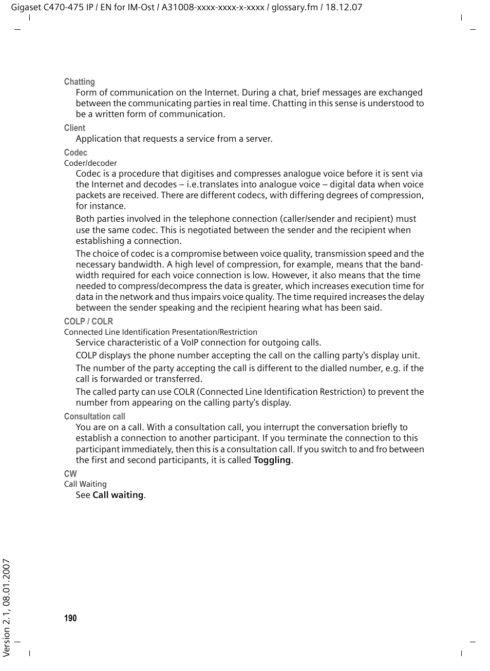 Siemens GIGASET C475 IP User Manual | Page 191 / 217