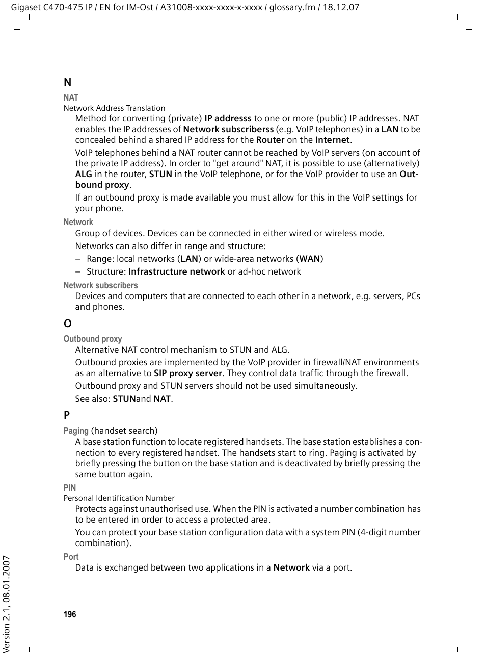 Nat , outbound proxy, Network, Subscribers . the | Ral network subscribers, Networks, H the network subscribers, L network subscribers, L network subscribers ar, Work, Network sub | Siemens GIGASET C475 IP User Manual | Page 197 / 217