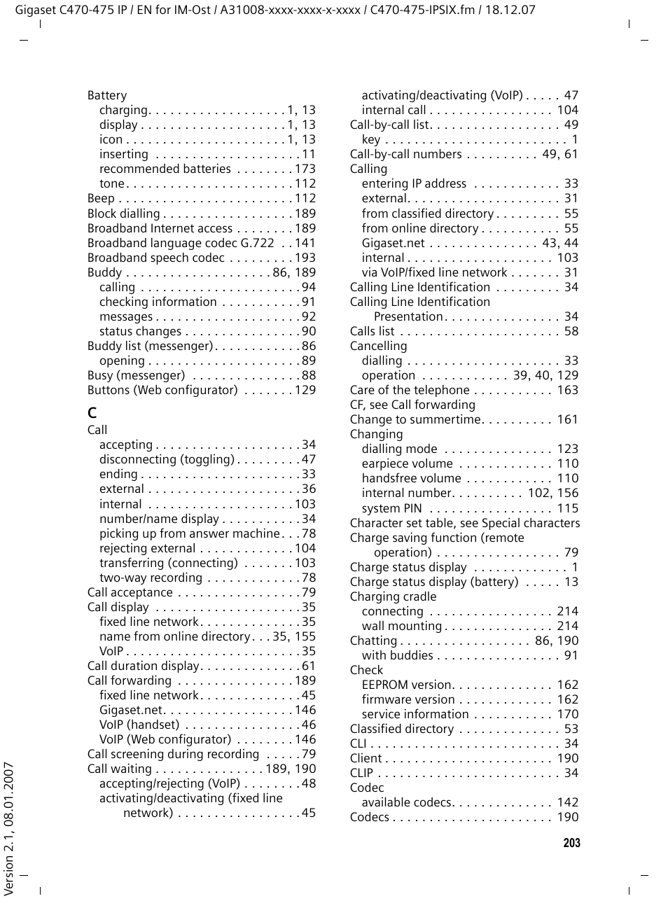 Siemens GIGASET C475 IP User Manual | Page 204 / 217