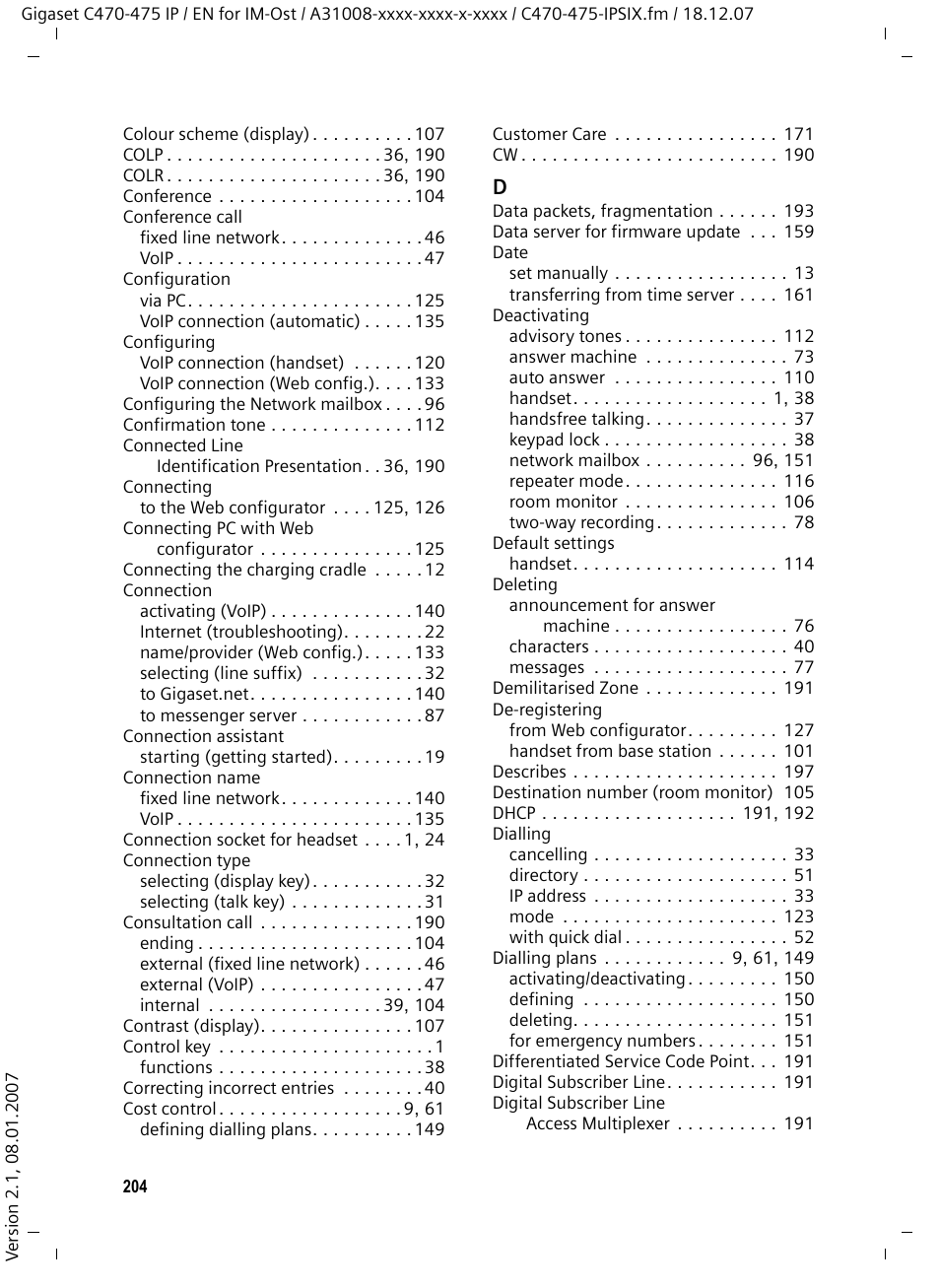 Siemens GIGASET C475 IP User Manual | Page 205 / 217