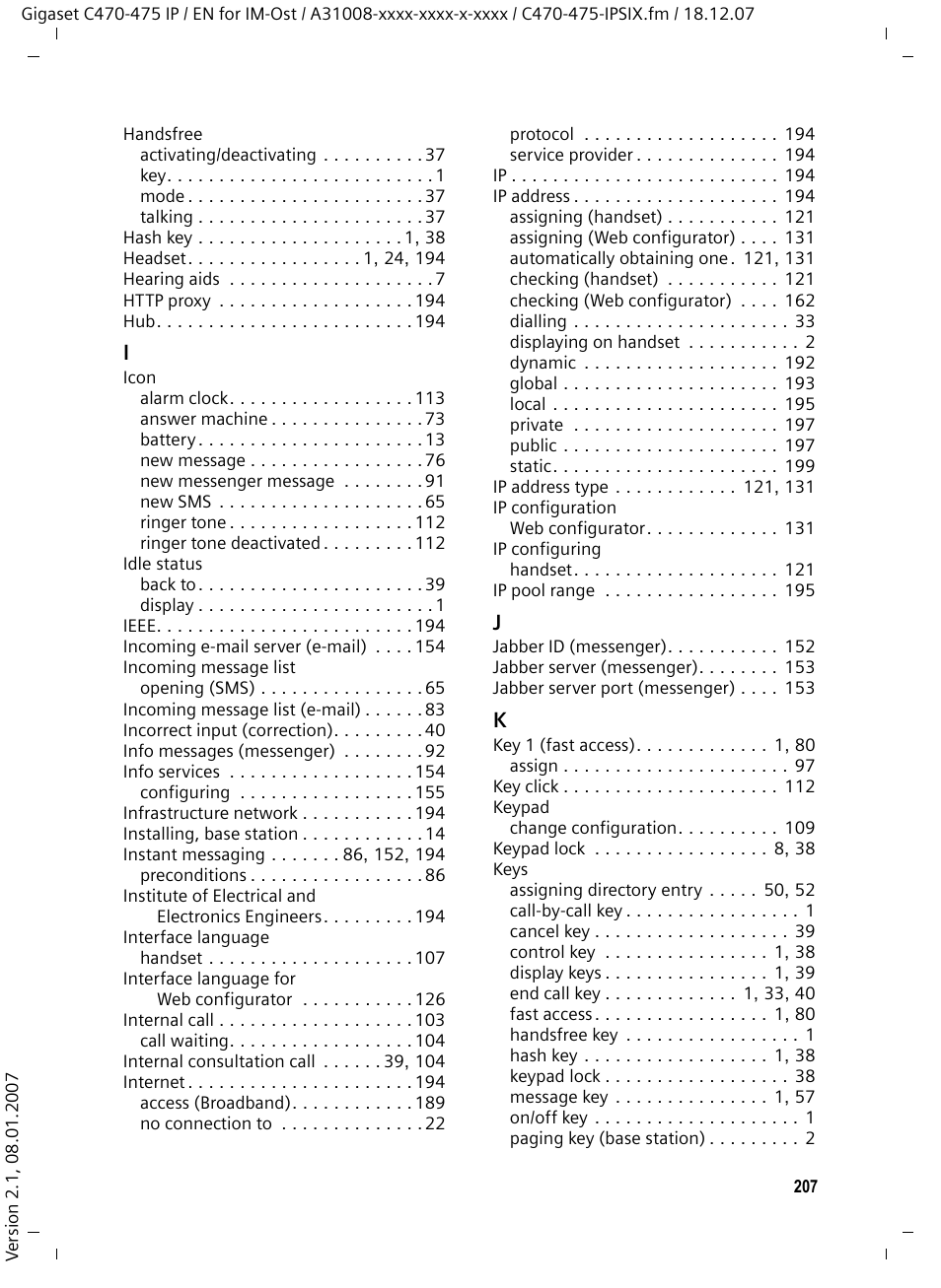 Siemens GIGASET C475 IP User Manual | Page 208 / 217