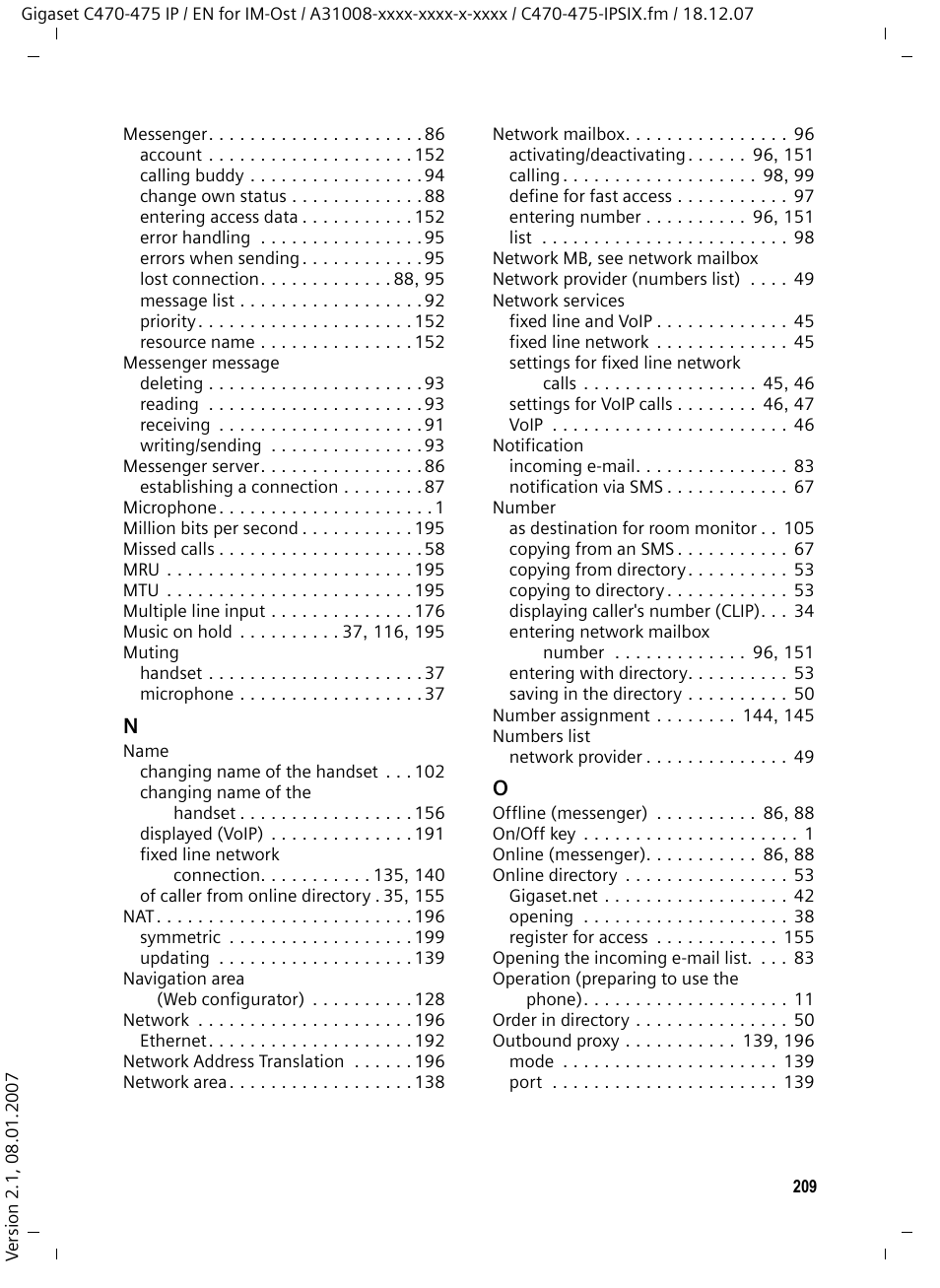 Siemens GIGASET C475 IP User Manual | Page 210 / 217