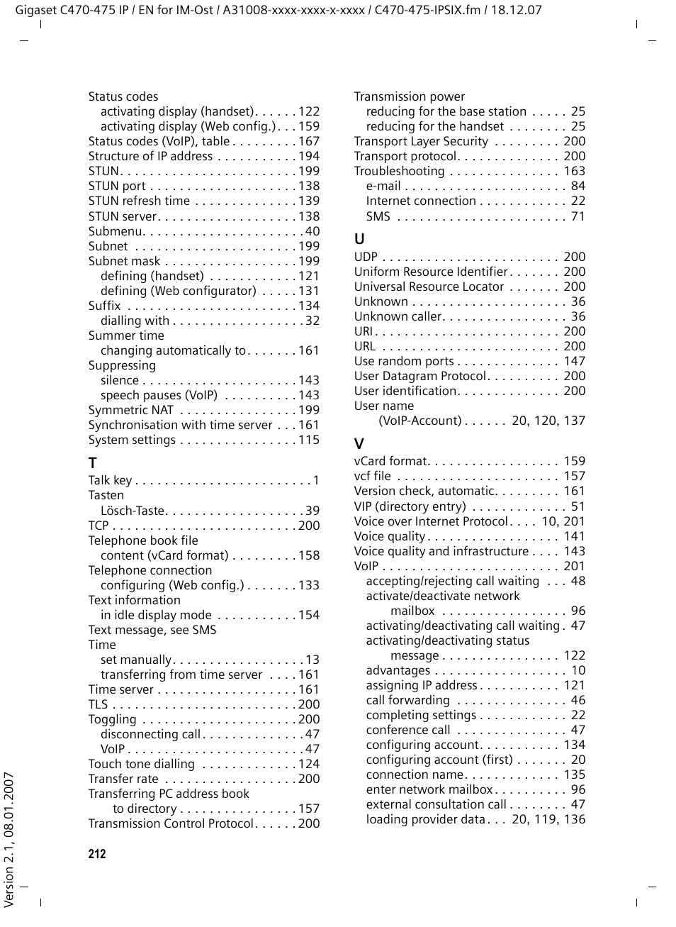 Siemens GIGASET C475 IP User Manual | Page 213 / 217