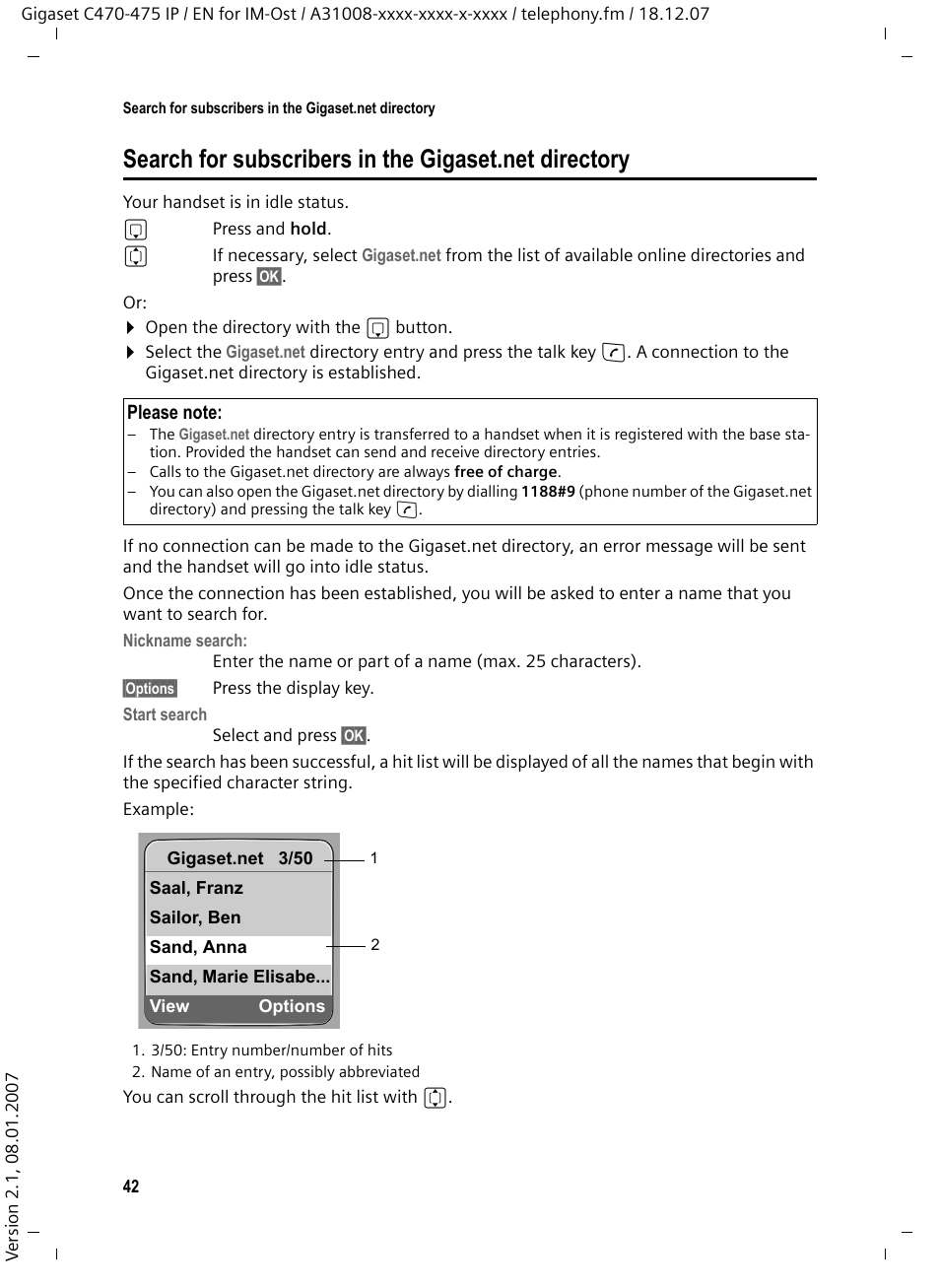 Siemens GIGASET C475 IP User Manual | Page 43 / 217