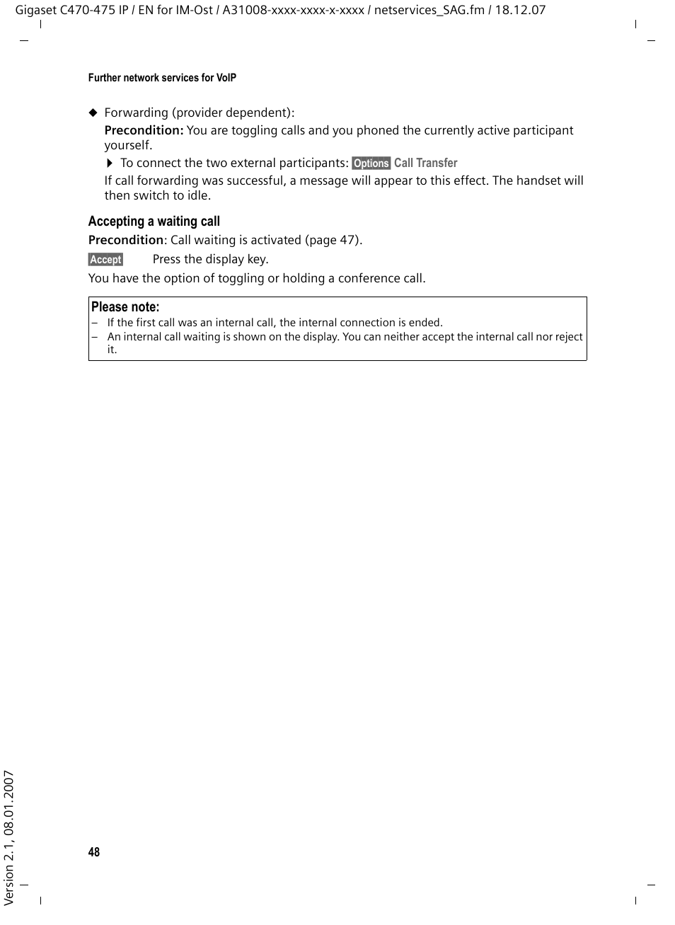 Siemens GIGASET C475 IP User Manual | Page 49 / 217