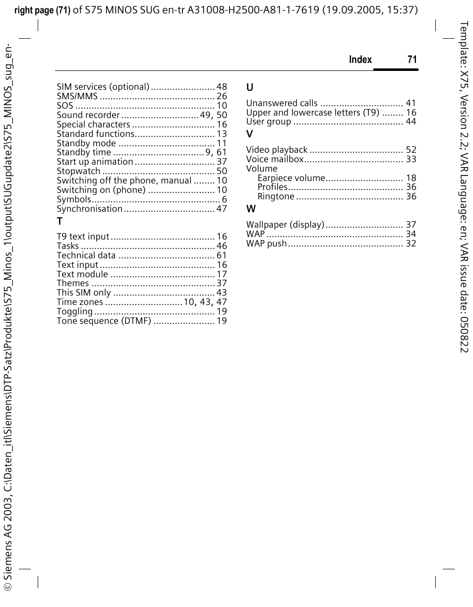 Siemens S75 User Manual | Page 72 / 72