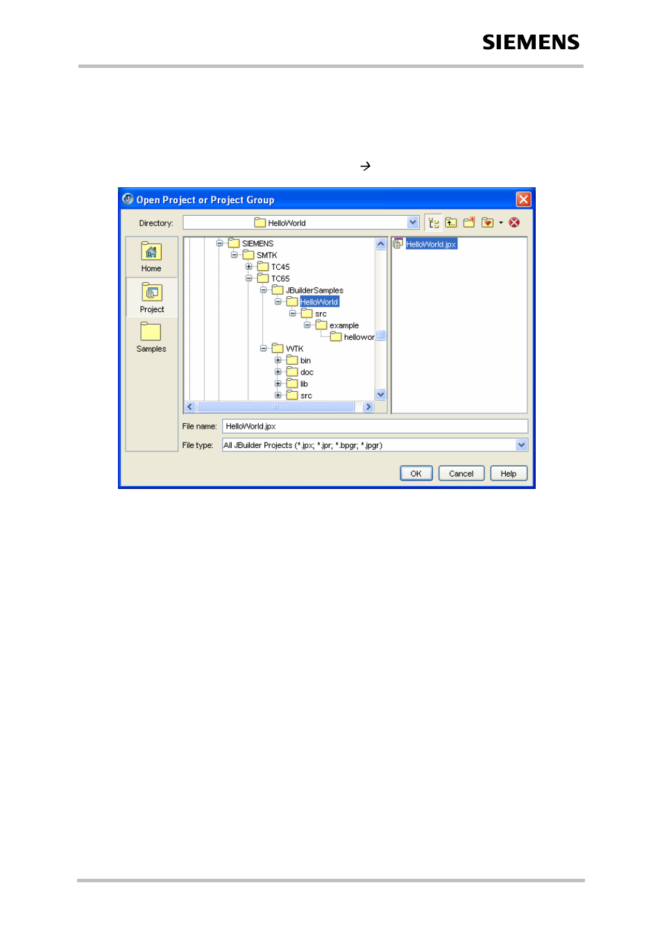 Examples, Figure 27: jbuilderx – sample projects | Siemens TC65 User Manual | Page 59 / 90