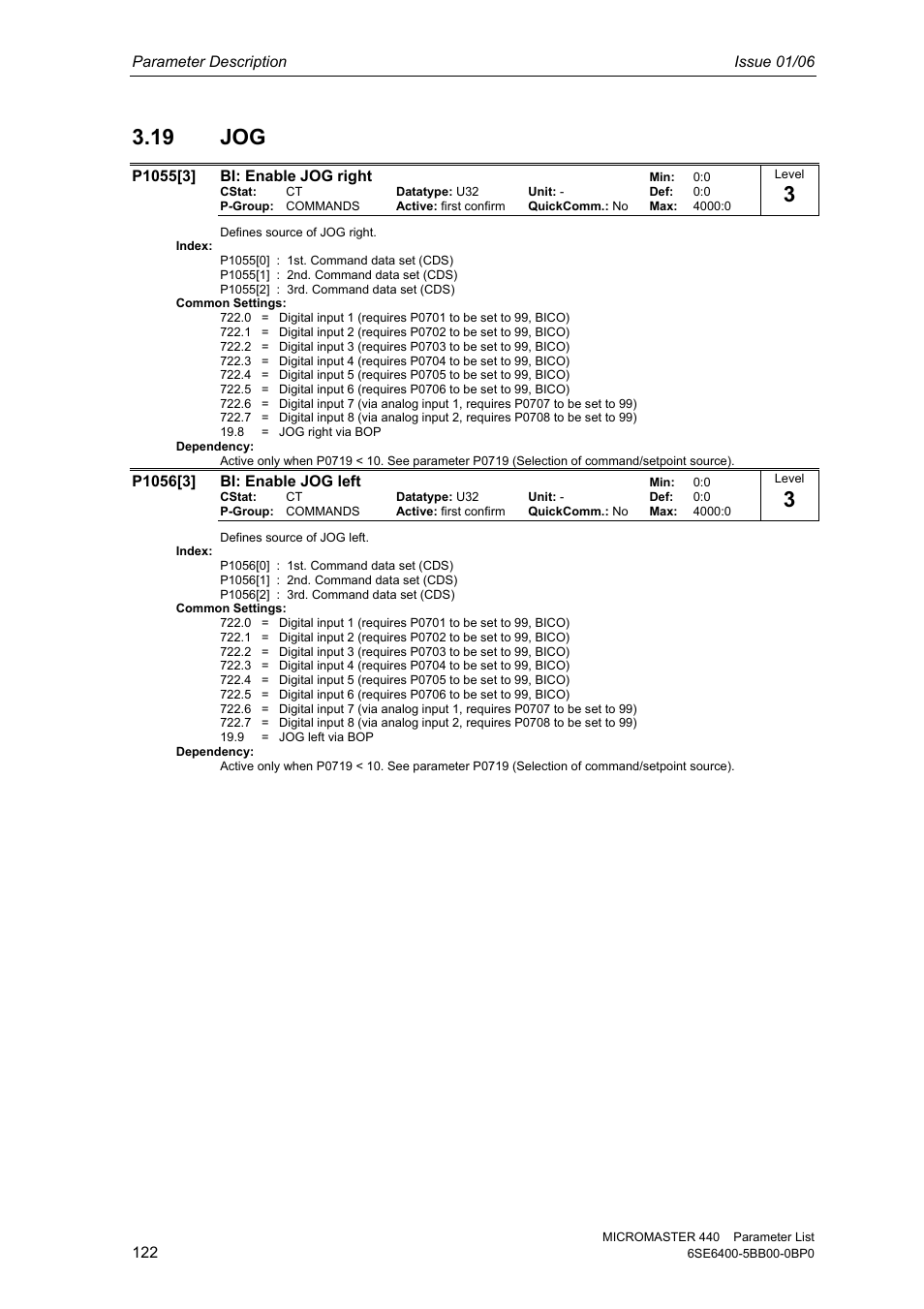 19 jog | Siemens 440 User Manual | Page 122 / 328