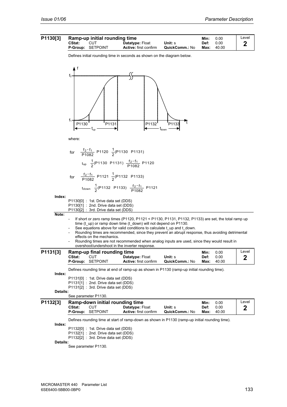 Issue 01/06 parameter description | Siemens 440 User Manual | Page 133 / 328