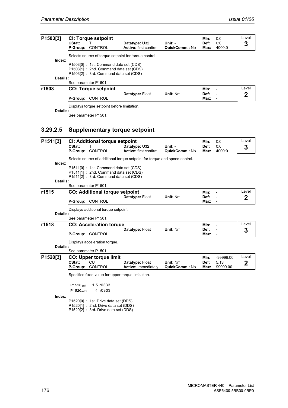 5 supplementary torque setpoint | Siemens 440 User Manual | Page 176 / 328