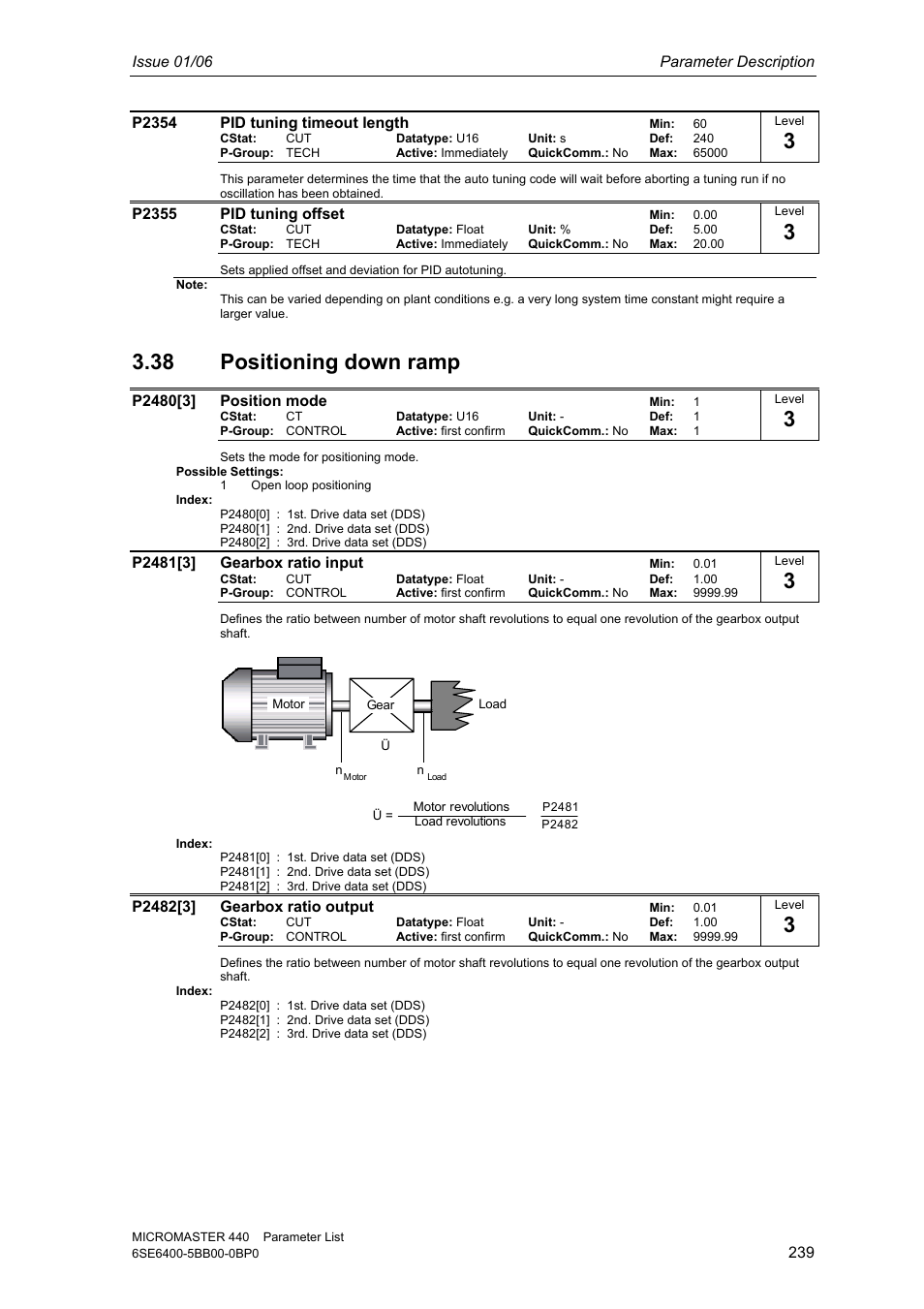 38 positioning down ramp | Siemens 440 User Manual | Page 239 / 328