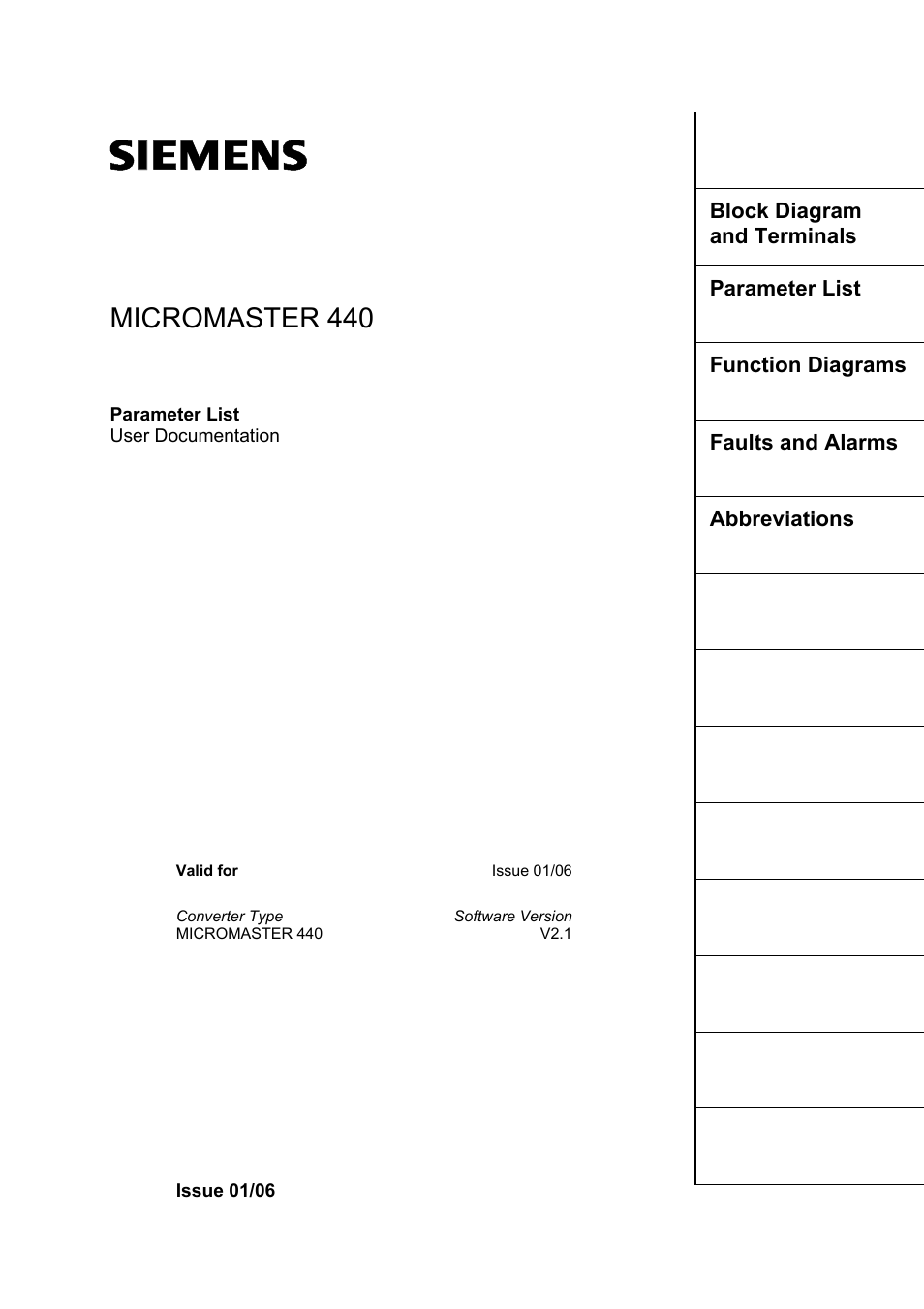 Micromaster 440 | Siemens 440 User Manual | Page 3 / 328