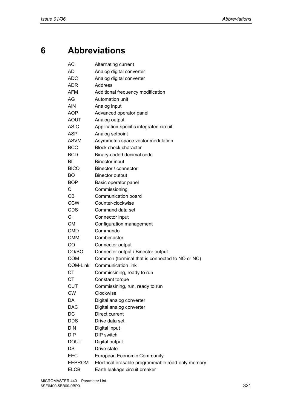 6 abbreviations | Siemens 440 User Manual | Page 321 / 328