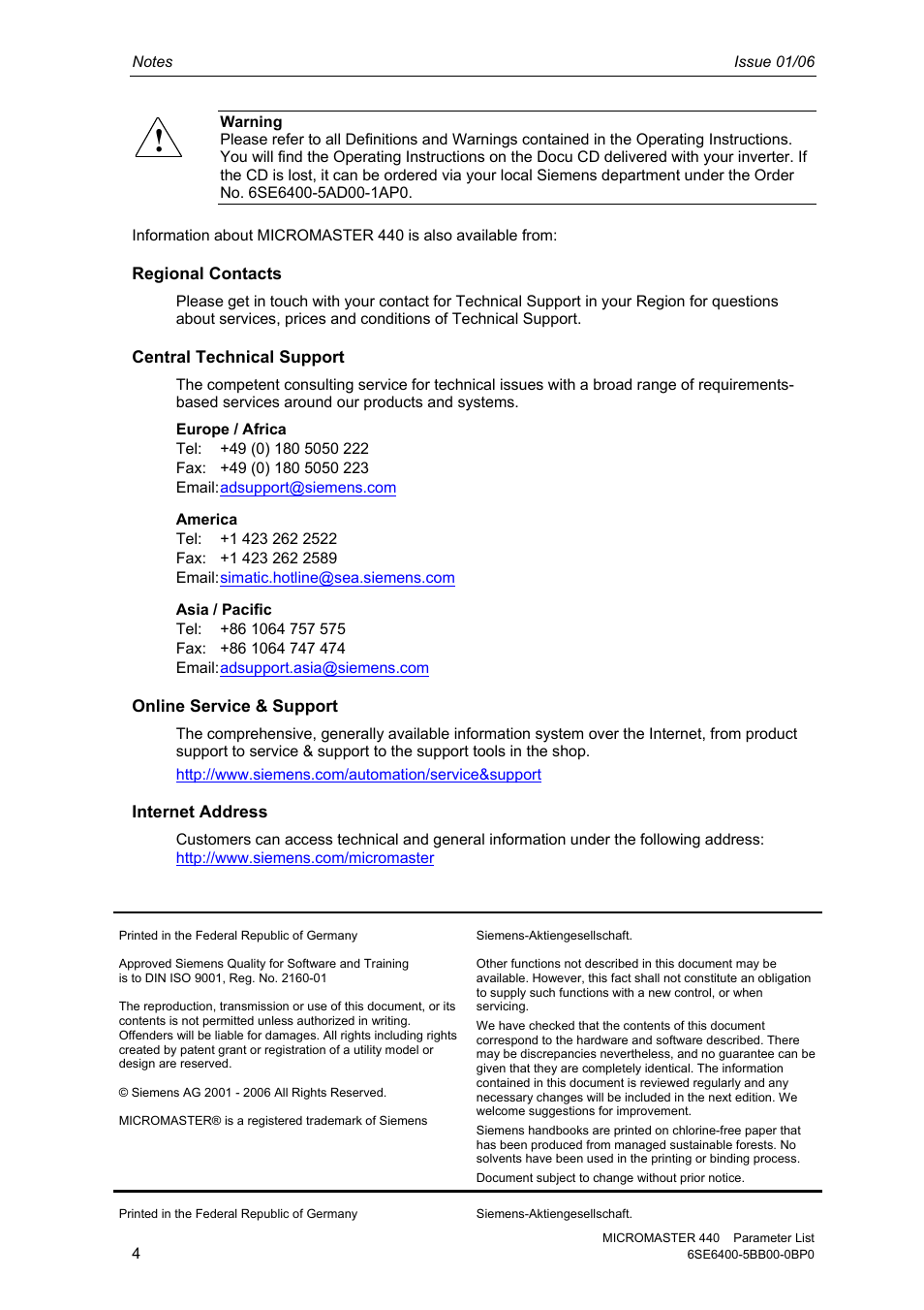 Siemens 440 User Manual | Page 4 / 328