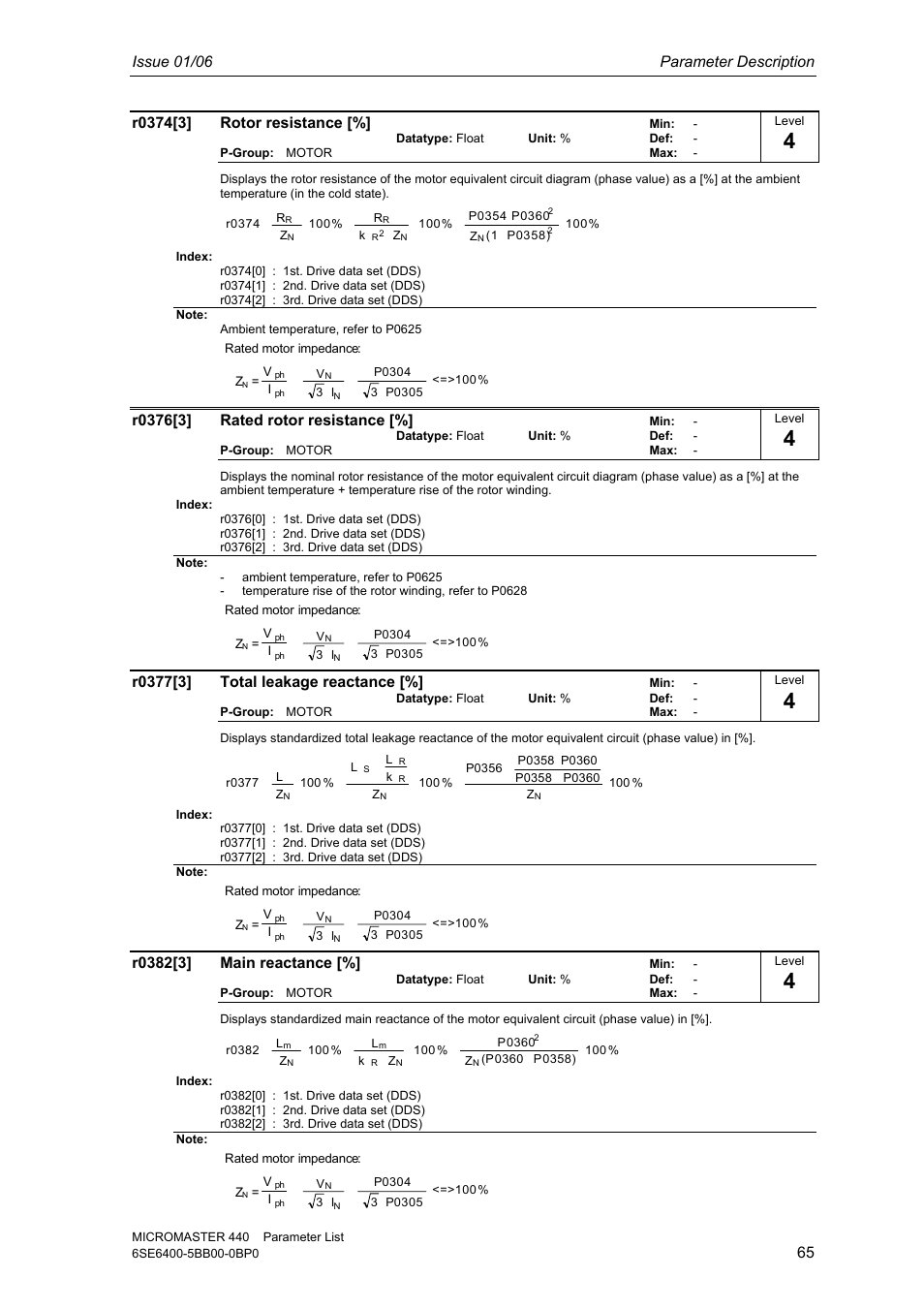 Issue 01/06 parameter description | Siemens 440 User Manual | Page 65 / 328