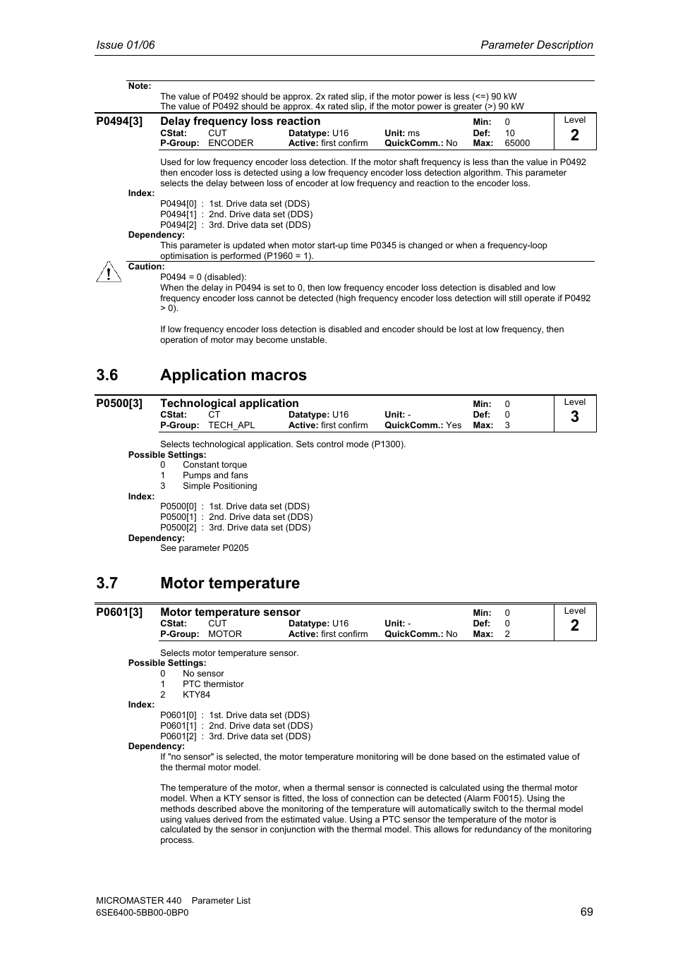 6 application macros, 7 motor temperature | Siemens 440 User Manual | Page 69 / 328