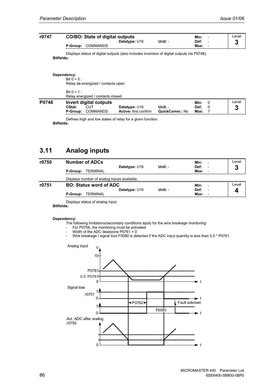 11 analog inputs | Siemens 440 User Manual | Page 86 / 328