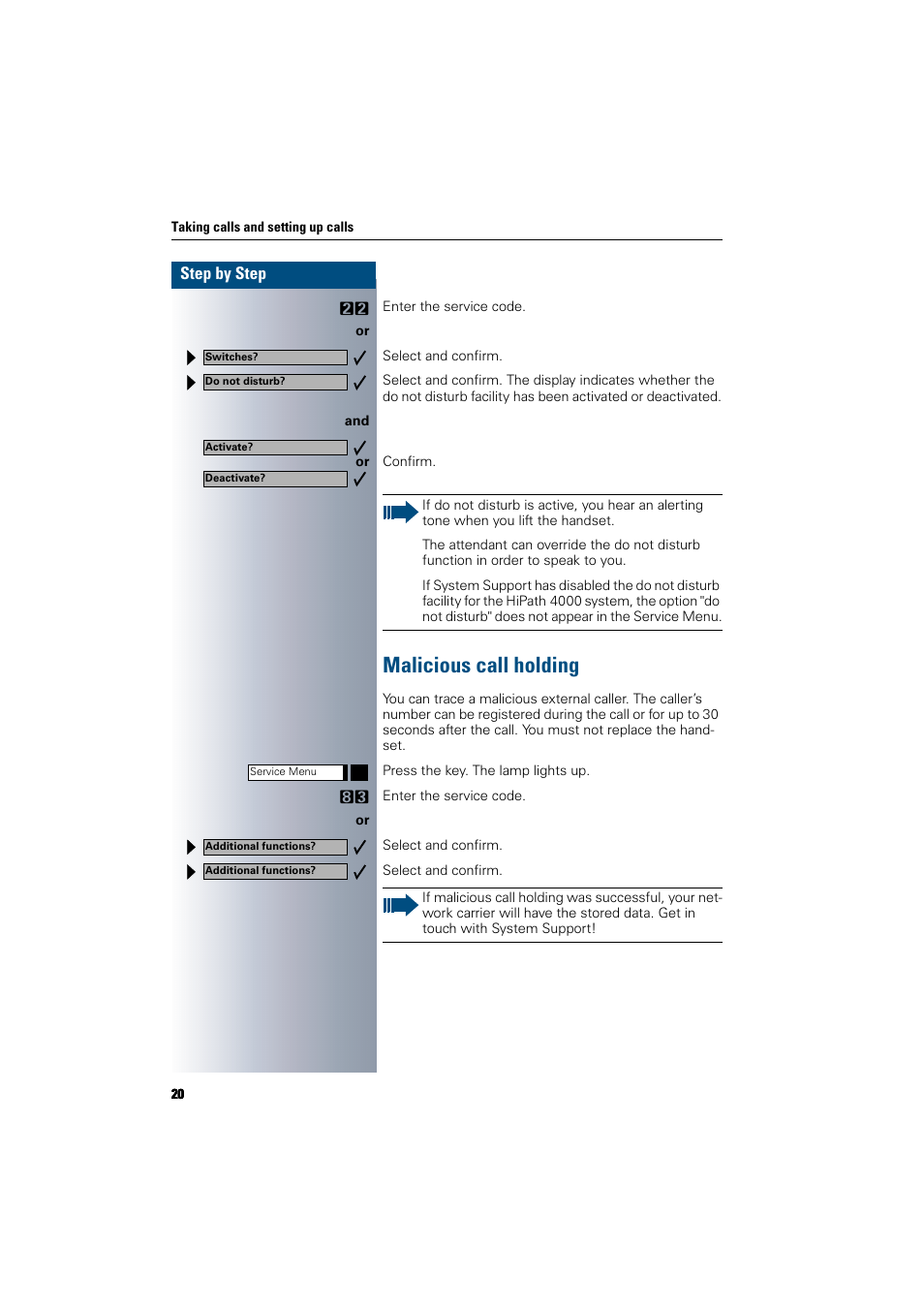 Malicious call holding | Siemens 300 H User Manual | Page 20 / 101