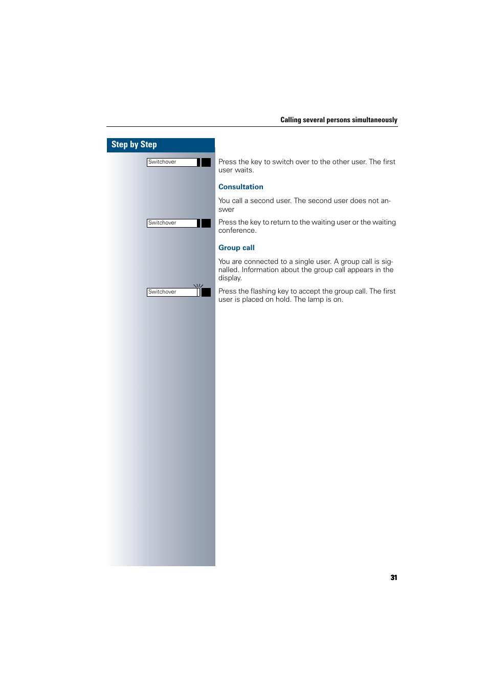 Consultation, Group call | Siemens 300 H User Manual | Page 31 / 101