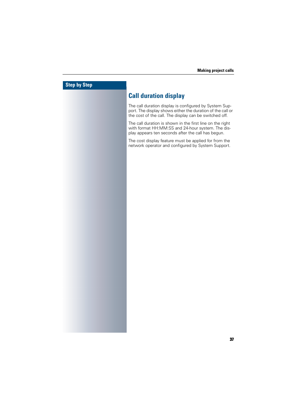 Call duration display | Siemens 300 H User Manual | Page 37 / 101