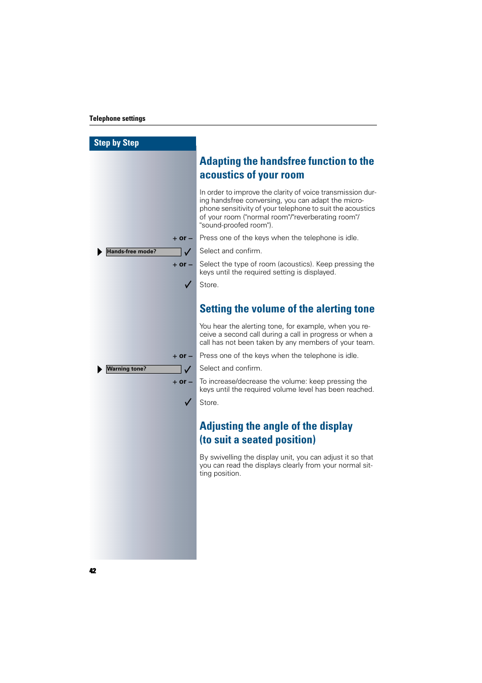 Setting the volume of the alerting tone | Siemens 300 H User Manual | Page 42 / 101