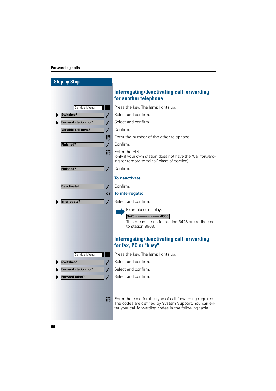 To deactivate, To interrogate | Siemens 300 H User Manual | Page 60 / 101