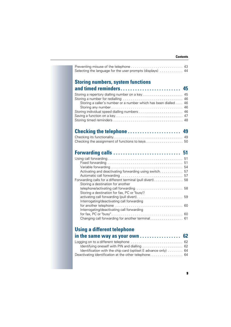 Checking the telephone, Forwarding calls | Siemens 300 H User Manual | Page 9 / 101