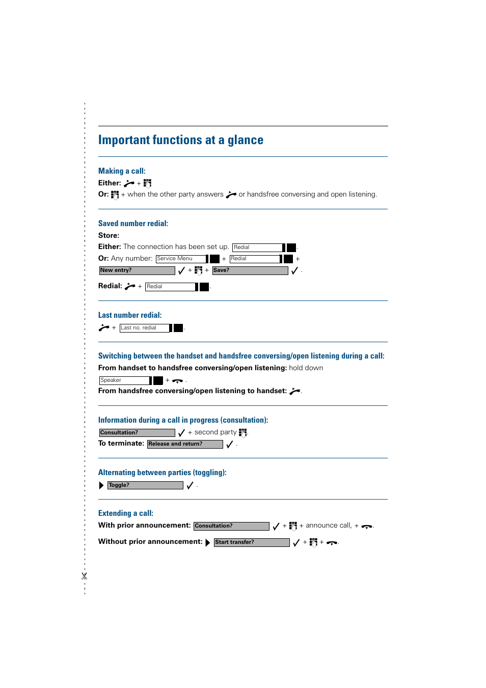 Important functions at a glance | Siemens 300 H User Manual | Page 99 / 101