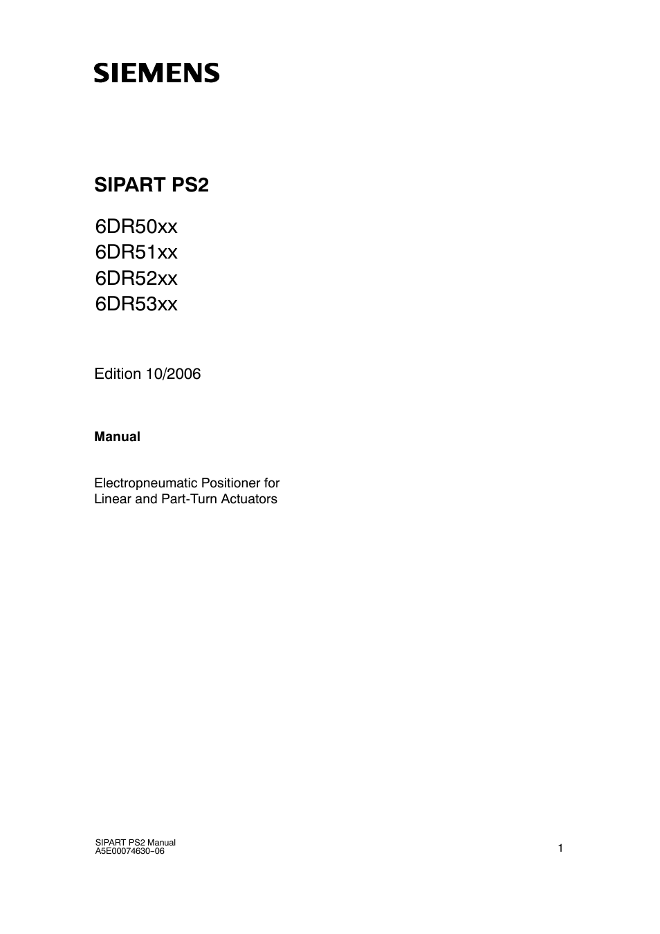 Siemens SIPART PS2 6DR52xx User Manual | 160 pages