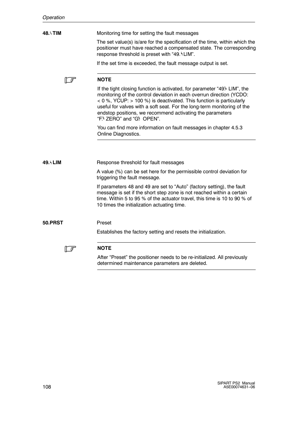 Siemens SIPART PS2 6DR52xx User Manual | Page 108 / 160