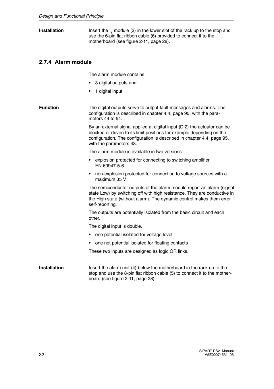 4 alarm module | Siemens SIPART PS2 6DR52xx User Manual | Page 32 / 160