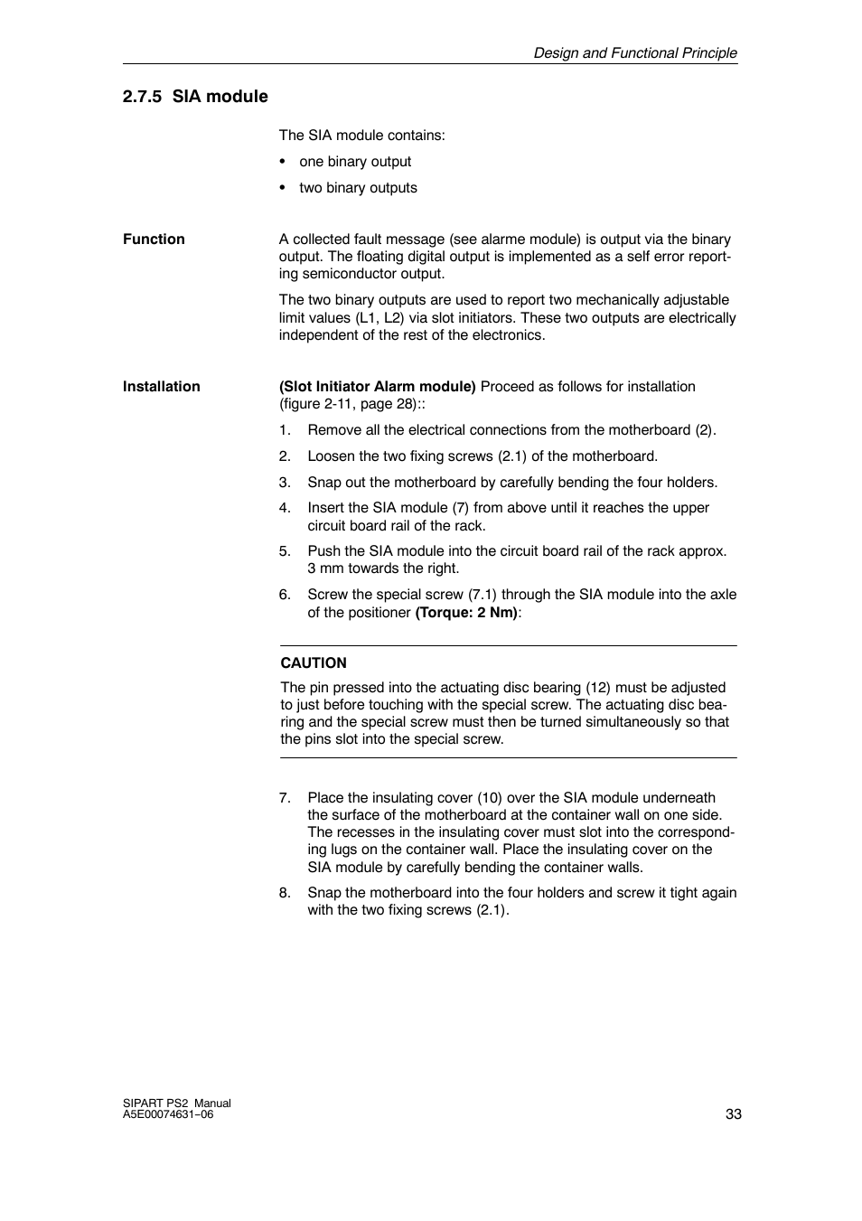 5 sia module | Siemens SIPART PS2 6DR52xx User Manual | Page 33 / 160