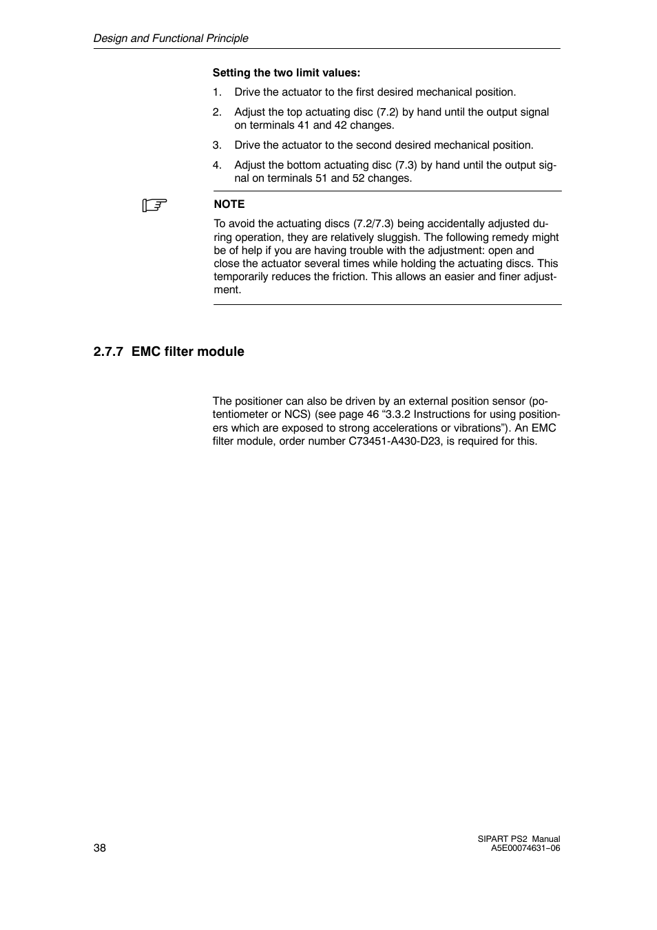 7 emc filter module | Siemens SIPART PS2 6DR52xx User Manual | Page 38 / 160