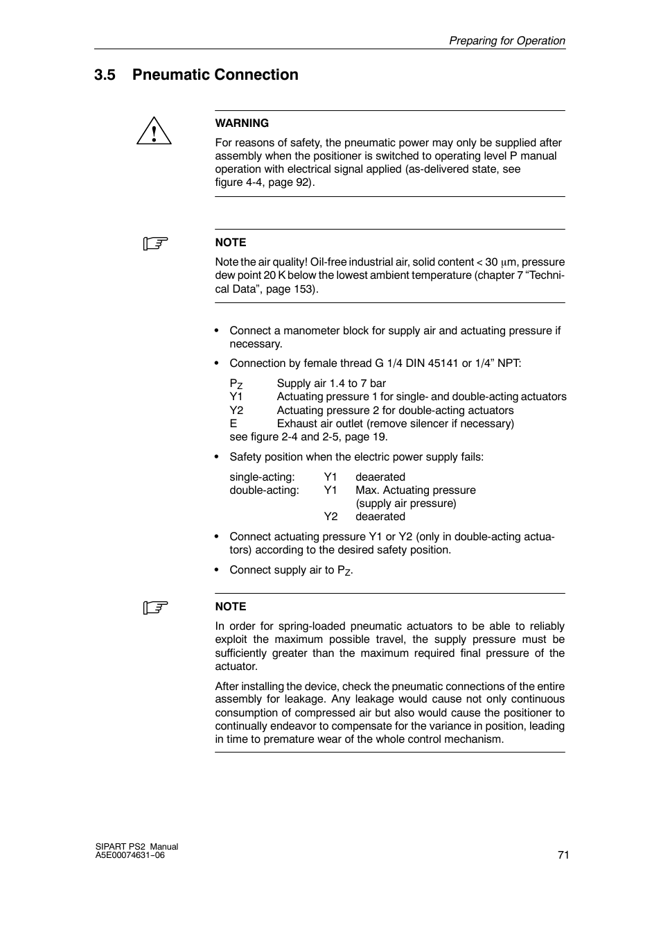 5 pneumatic connection | Siemens SIPART PS2 6DR52xx User Manual | Page 71 / 160