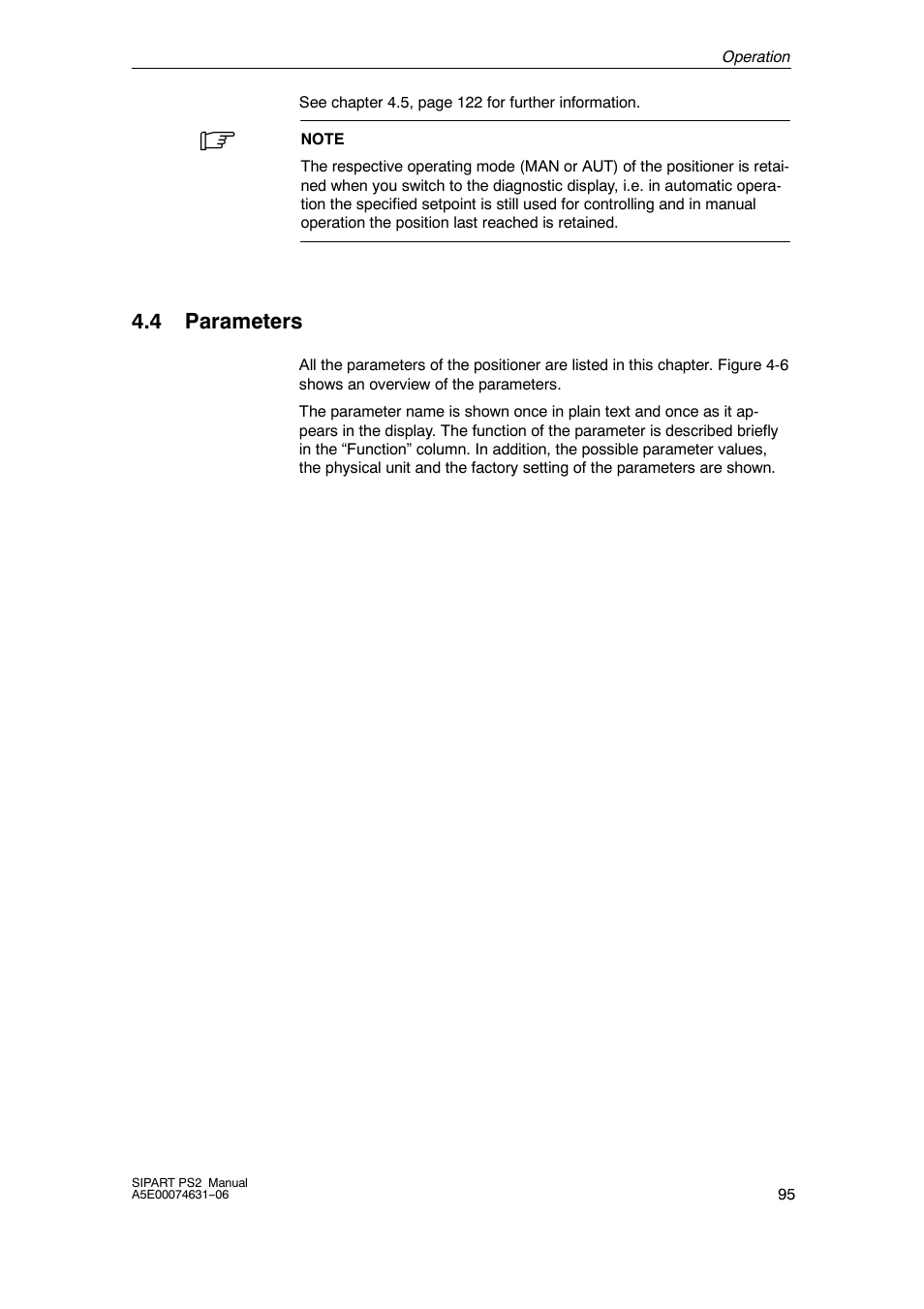 4 parameters | Siemens SIPART PS2 6DR52xx User Manual | Page 95 / 160