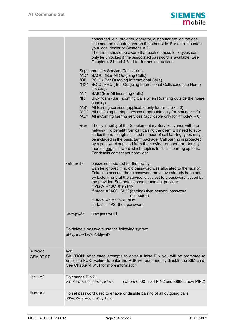 Siemens MC35 User Manual | Page 104 / 228