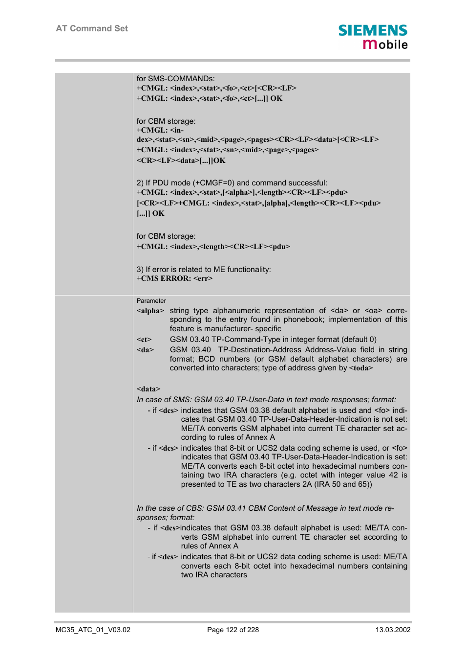 Siemens MC35 User Manual | Page 122 / 228