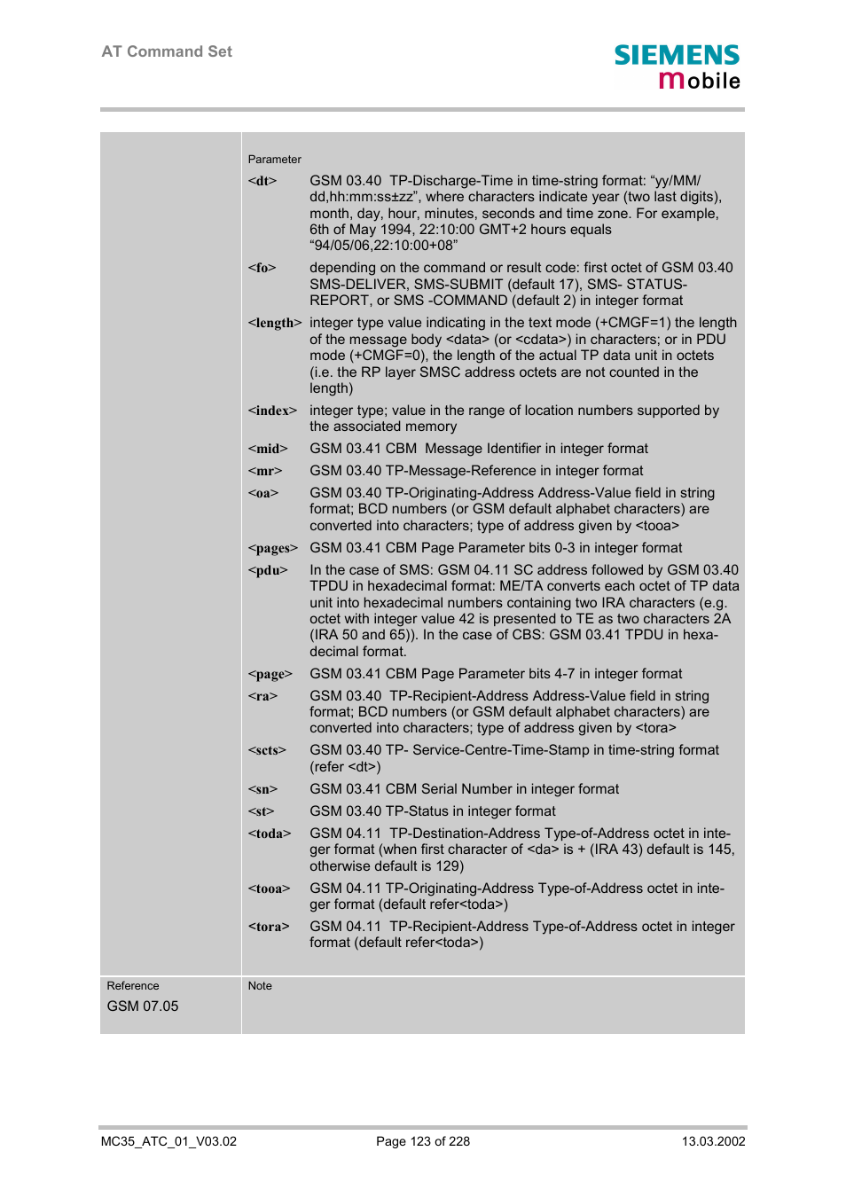 Siemens MC35 User Manual | Page 123 / 228