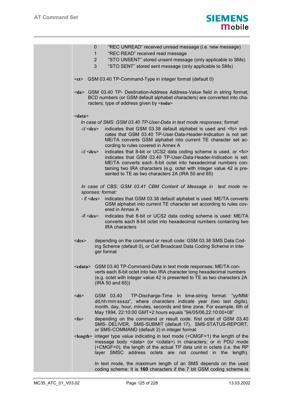 Siemens MC35 User Manual | Page 125 / 228