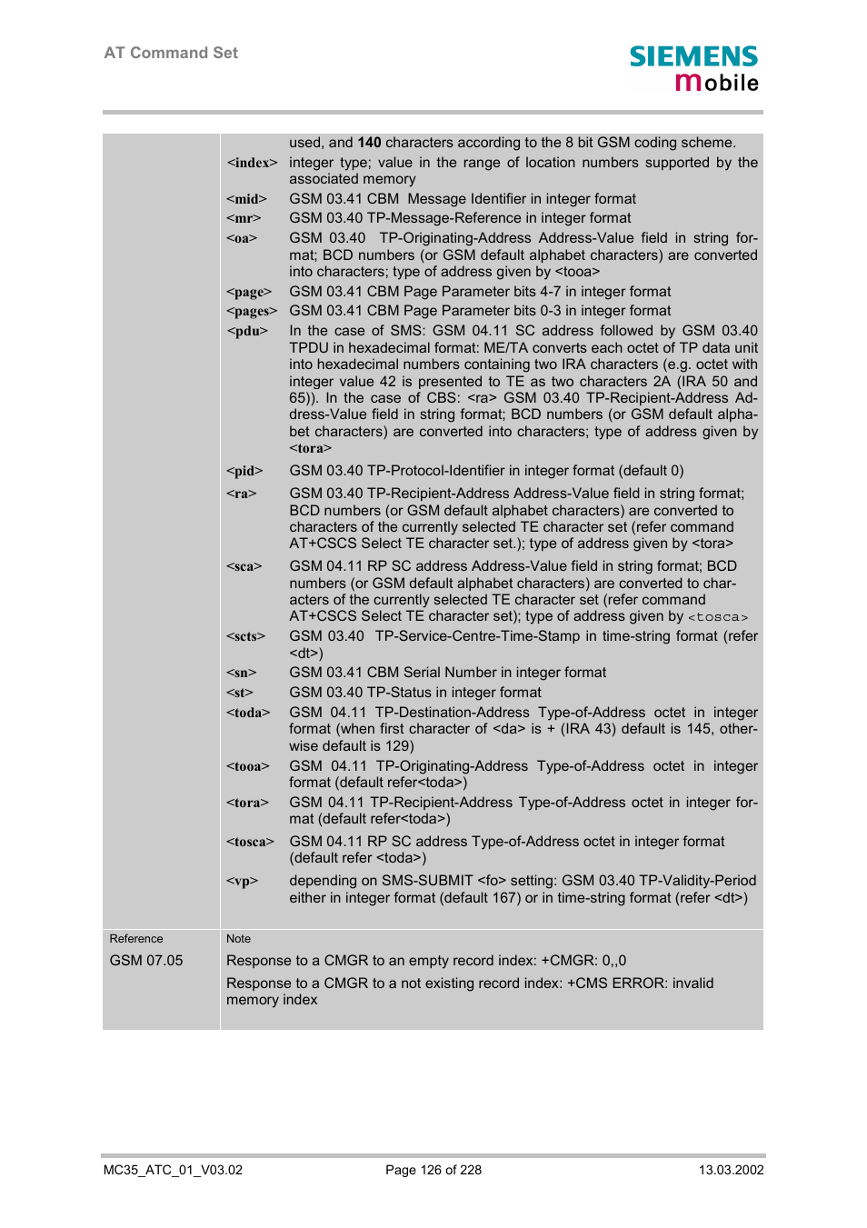 Siemens MC35 User Manual | Page 126 / 228