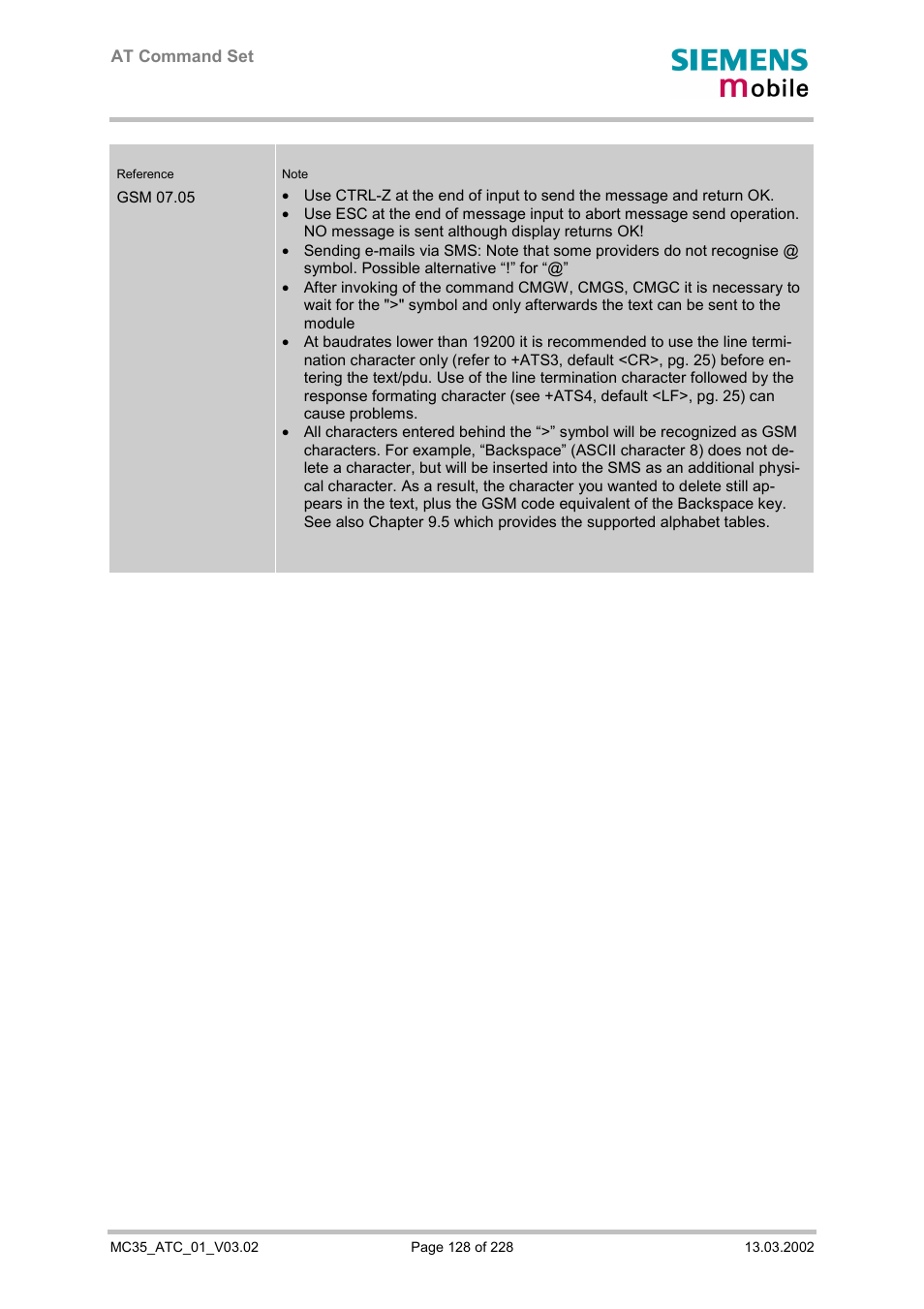 Siemens MC35 User Manual | Page 128 / 228