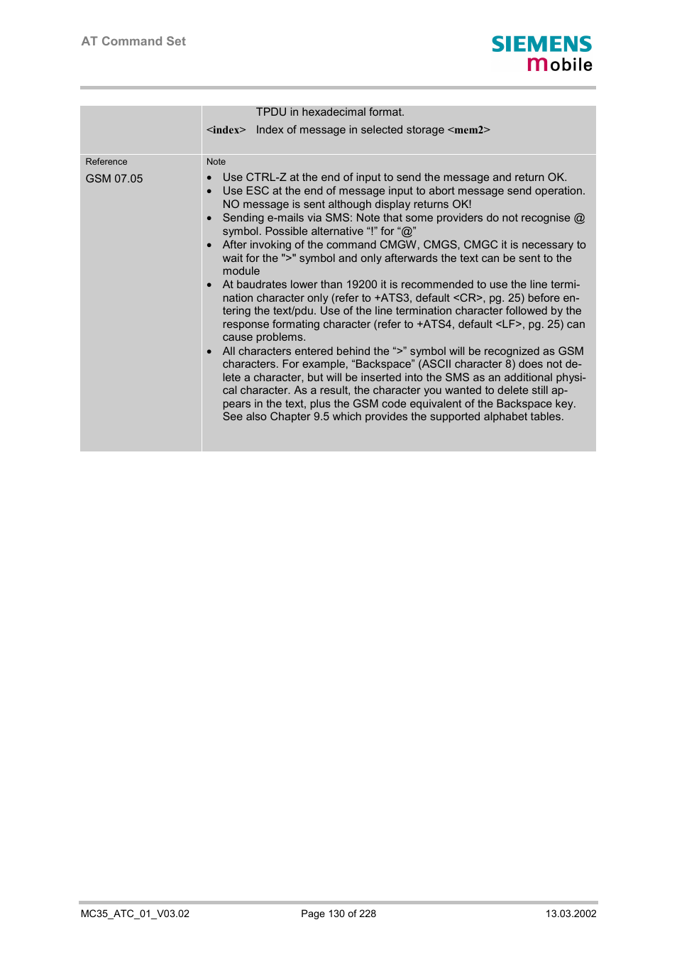 Siemens MC35 User Manual | Page 130 / 228