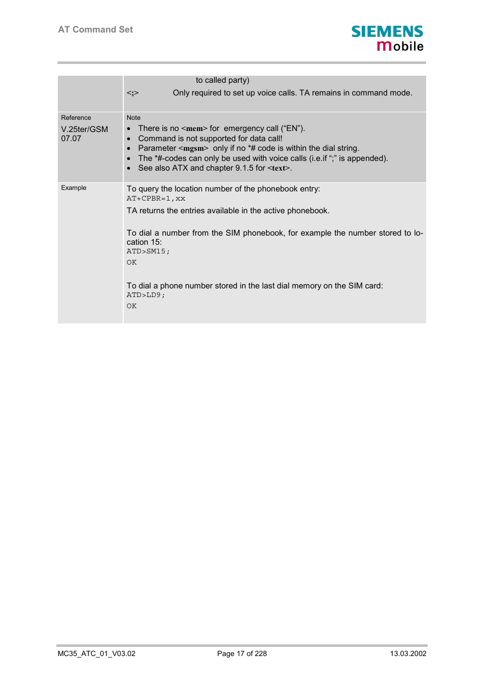 Siemens MC35 User Manual | Page 17 / 228