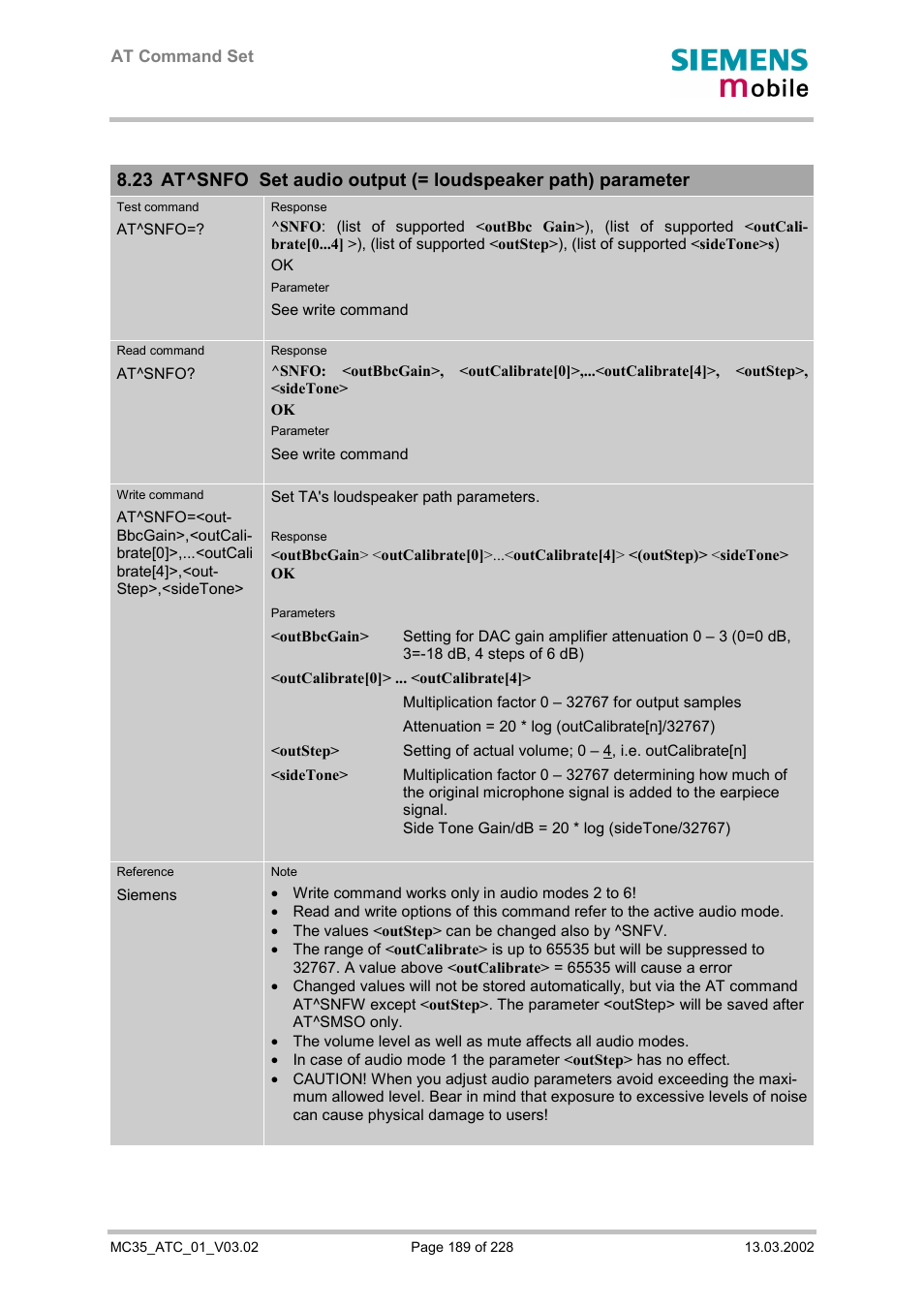 Siemens MC35 User Manual | Page 189 / 228