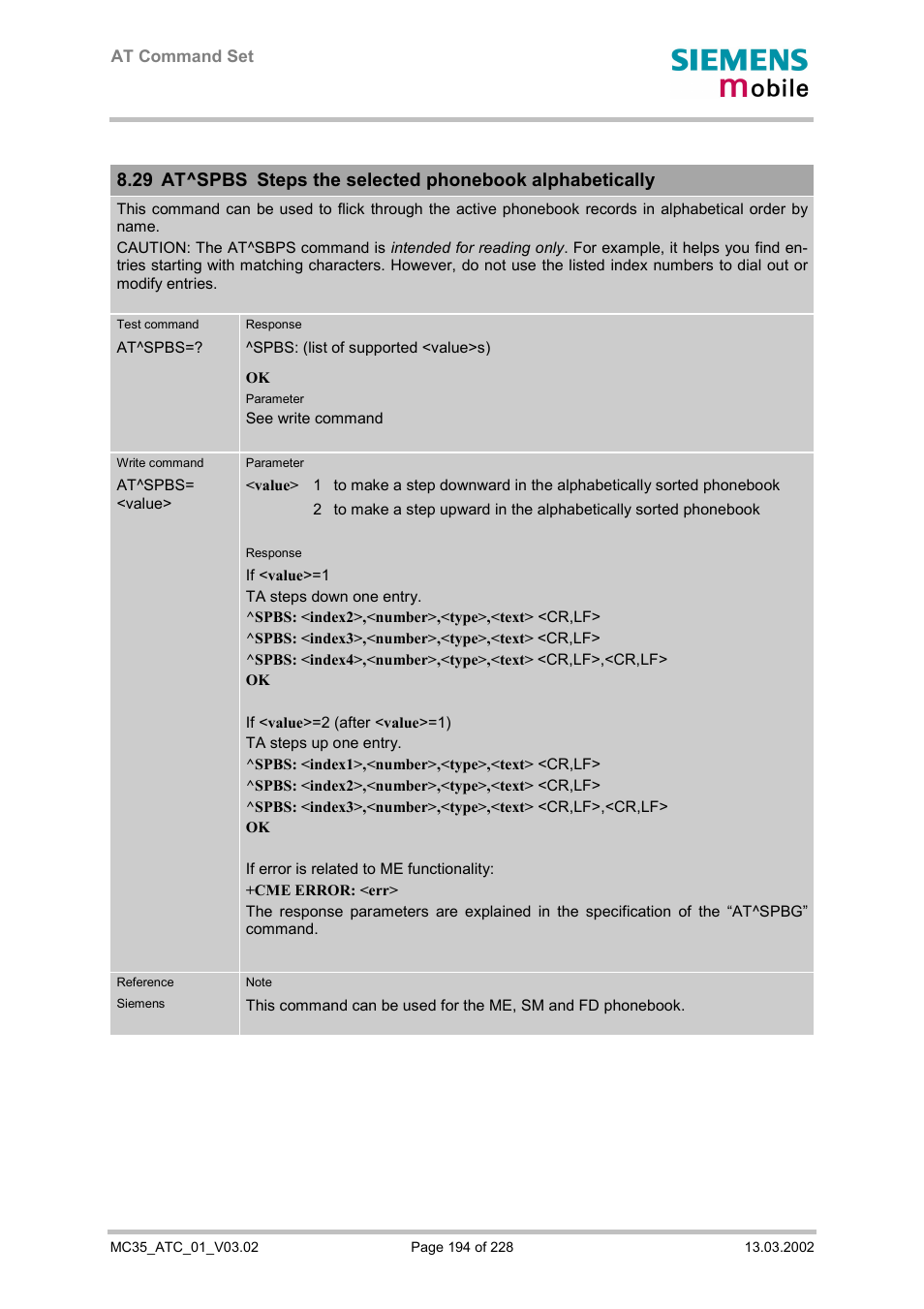 Siemens MC35 User Manual | Page 194 / 228