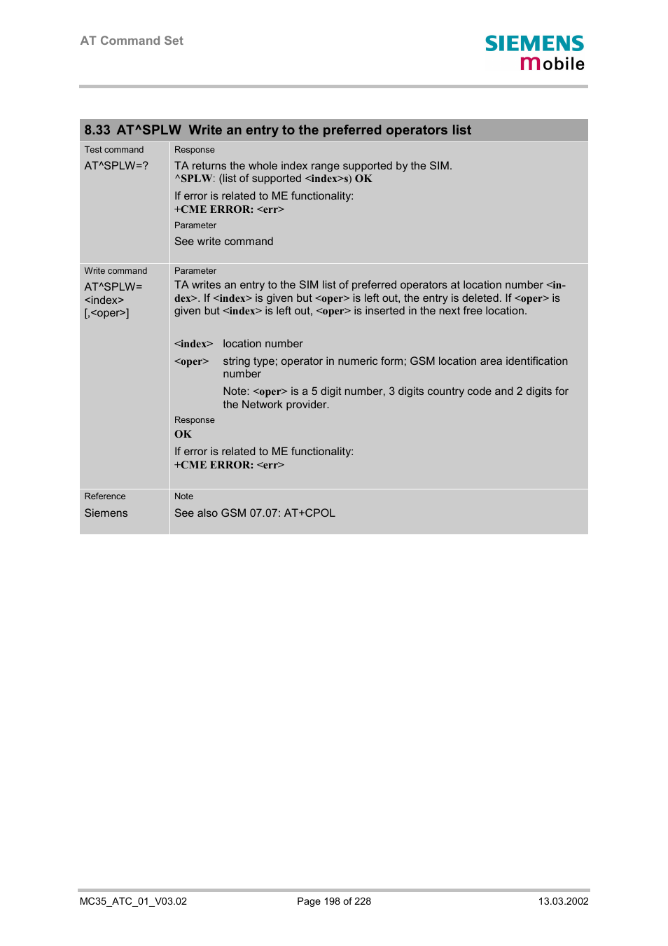 Siemens MC35 User Manual | Page 198 / 228