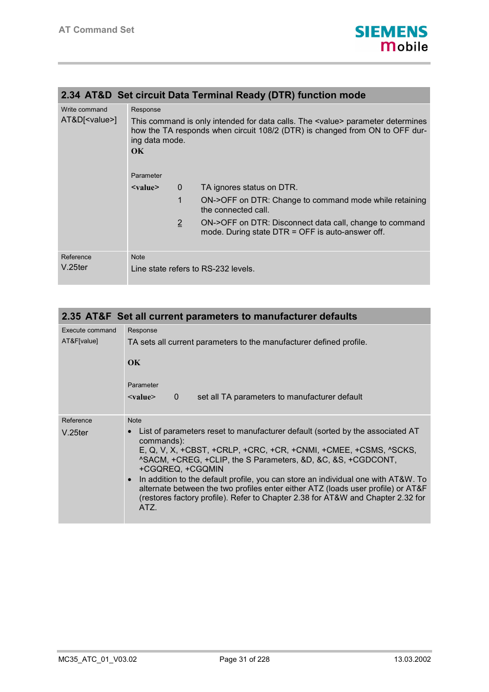 Siemens MC35 User Manual | Page 31 / 228