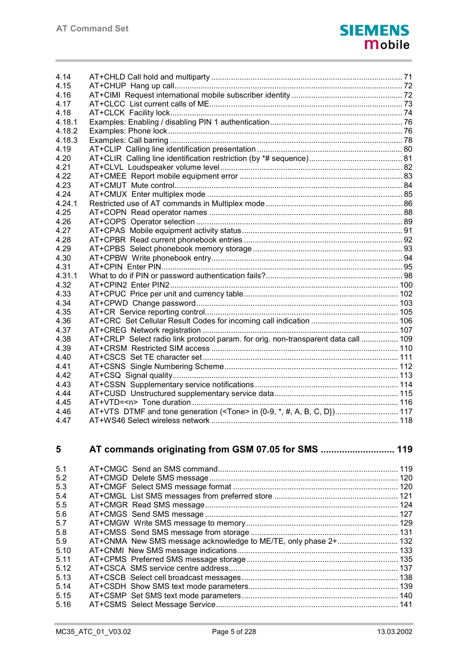 Siemens MC35 User Manual | Page 5 / 228