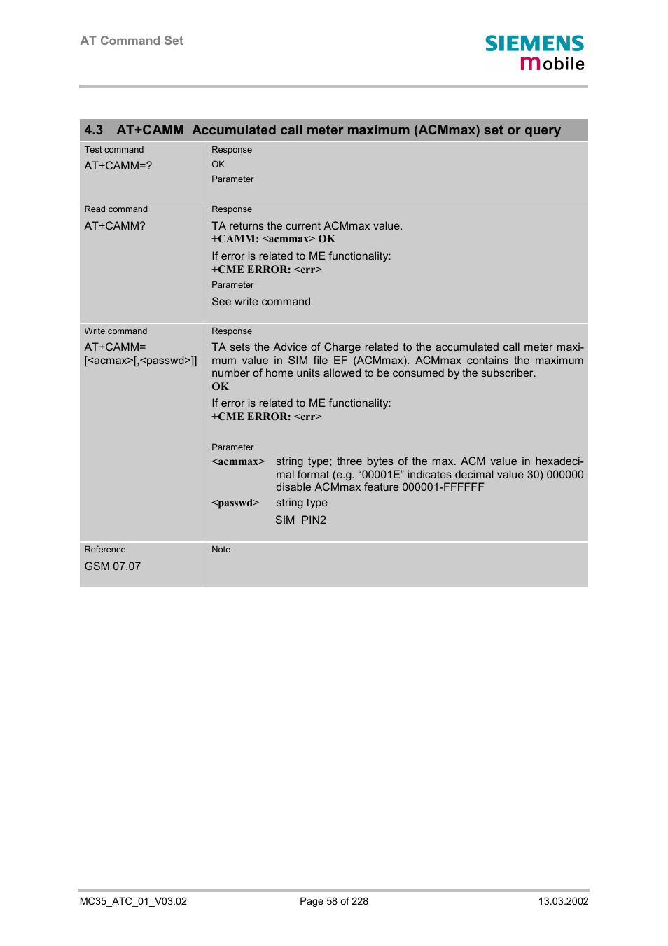 Siemens MC35 User Manual | Page 58 / 228